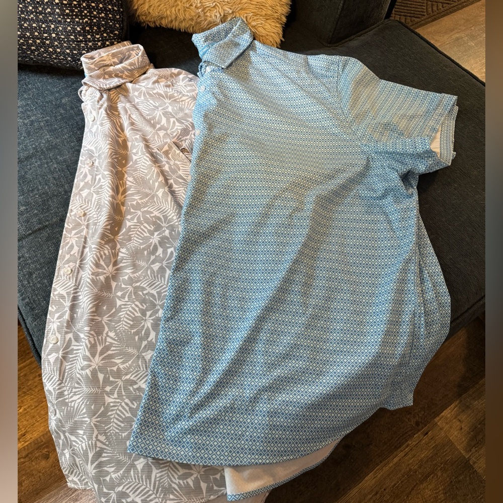 Blue and Gray Artic Cool button up short sleeve